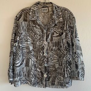 Chico's Design Sheer Rayon Polyester Blend Button Down Shirt - size 1